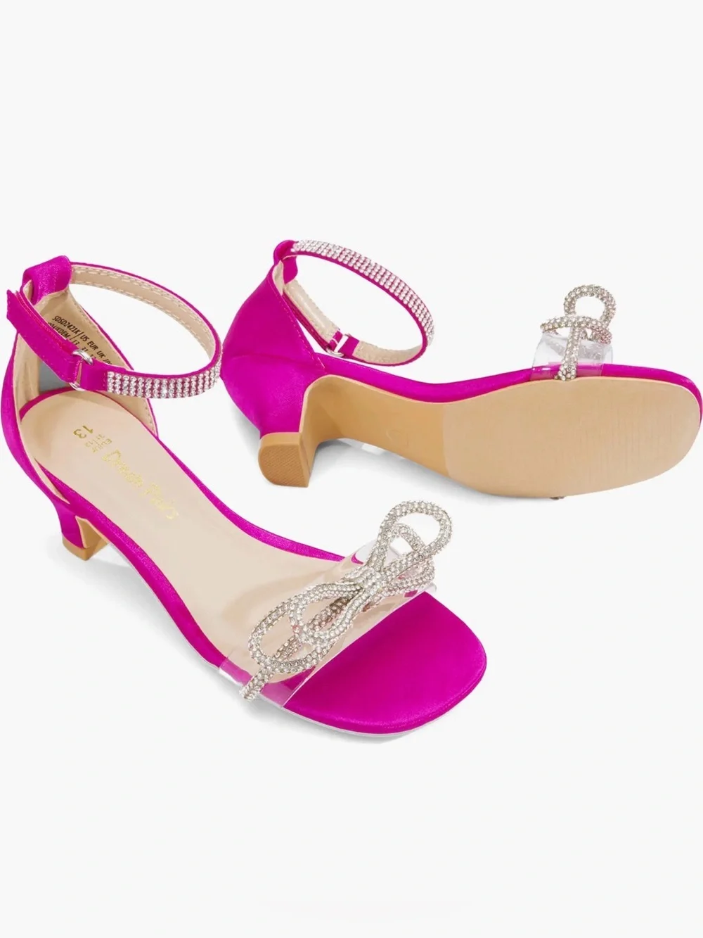Dream Pairs Hot Pink Rhinestone Ankle-Strap Heeled Sandal